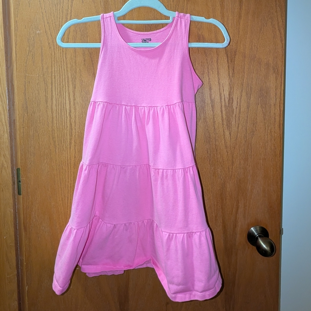 Pink Sleeveless Tiered Kids Dress